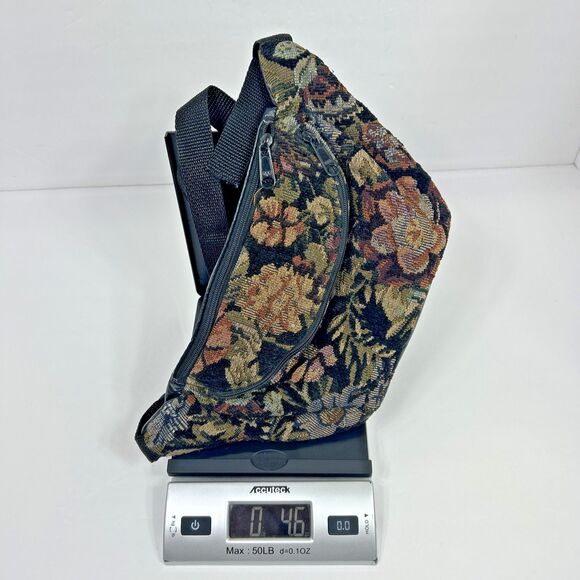 Vintage Floral Tapestry Bum Bag Fanny Pack Waist Zip Pockets Bloomcore Cottage - Picture 16 of 16